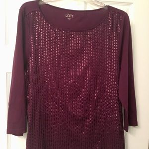 Woman’s XL Loft maroon sequin top
